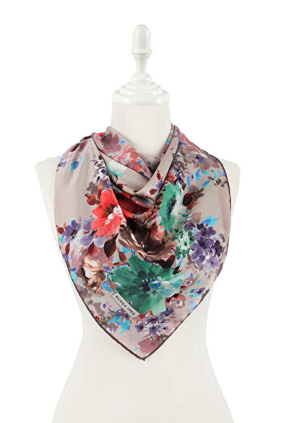 Bursa İpek Μεταξένιο μαντίλι με μοτίβο γαλακτοκομικού καφέ γεράνι