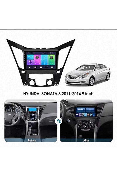 Hyundai Sonata Android screen for Hyundai Sonata 2009-2014 (4GB RAM, 64GB memory) supports Android Auto and CarPlay
