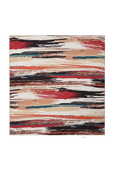 Bursa İpek Beige Brush Pattern Soft Scarf