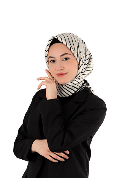 Bursa İpek Ecru Dila Pattern Sura Silk Scarf