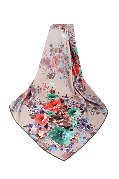 Bursa İpek Μεταξένιο μαντίλι με μοτίβο γαλακτοκομικού καφέ γεράνι