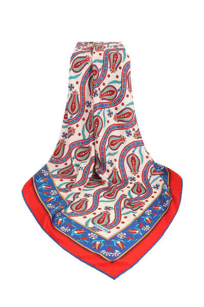 Bursa İpek Red Ivy Tulip Pattern Silky Scarf