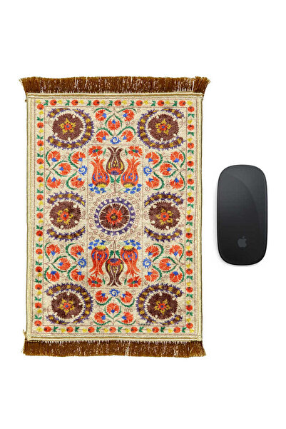 Bursa İpek Cream Decorative Small Carpet Mousepad