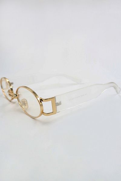 VAGGON Women's Gold Oval Cut Metal Gold Frame Transparent Sunglasses Prmx13869
