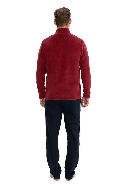 U.S. Polo Assn. Polo Assn. din SUA 18826 Bărbați fleece cu mânecă lungă guler vertical îmbrăcăminte confortabilă pentru acasă-Burgundy