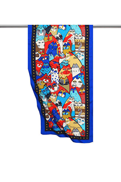 Bursa İpek Eșarfă mătăsoasă cu model de muștar bleumarin