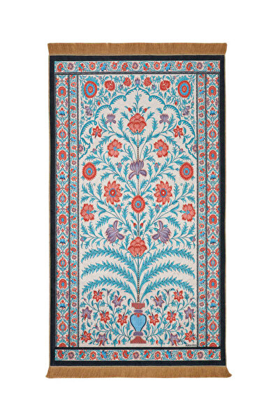 Bursa İpek Εκρού Βελούδινο Χαλί προσευχής