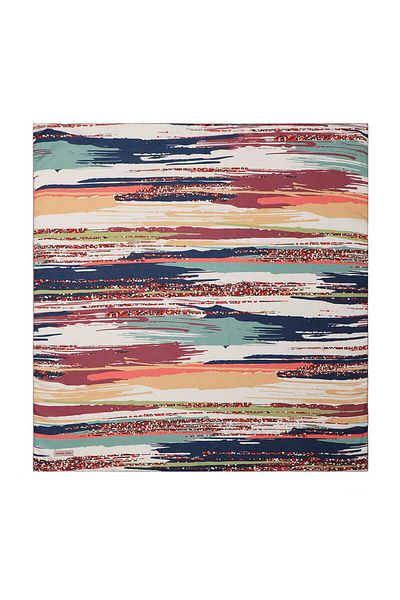 Bursa İpek Navy Blue Brush Pattern Soft Scarf