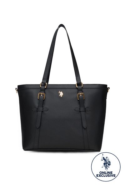 U.S. Polo Assn. Geantă neagră de umăr pentru femei Us25581 Exclusiv online