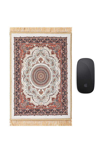 Bursa İpek Ekru Dekoratif Küçük Halı Mousepad