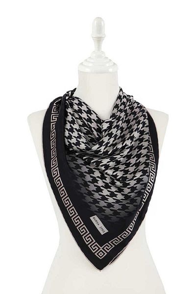 Bursa İpek Mink Black Houndstooth Silky Scarf