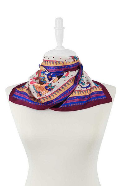 Bursa İpek Plum Mint Patterned Silky Scarf