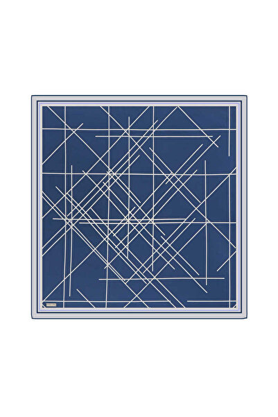 Bursa İpek Μπλε Twill Silk Φουλάρι - Echo Pattern
