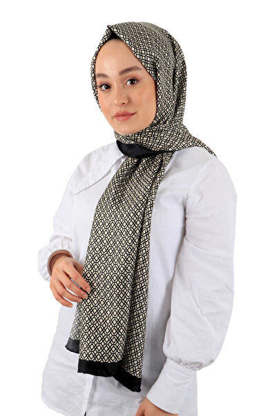 Bursa İpek Μαύρο μεταξωτό σάλι με κυψελωτό σχέδιο