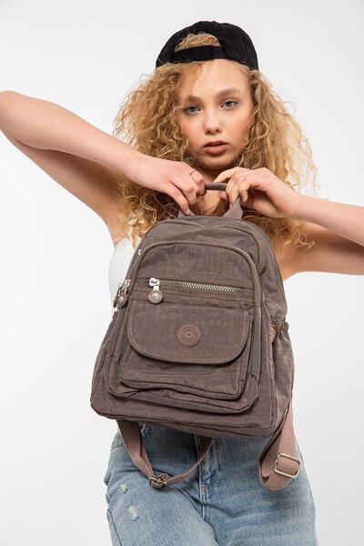 Saria Moda Klinkir Υφασμάτινο Αδιάβροχο Γυναικείο Σακίδιο Πλάτης Mink Color