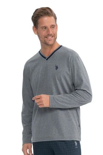 U.S. Polo Assn. U.S. Polo Assn. 18844 Men's Long Sleeve V-Neck Pajama Set-Anthracite Melange