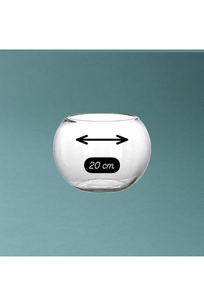 BASHAYER Round Glass Fish Tank Vase Different Sizes Bubble Design Bowl Shape Ball 20cm