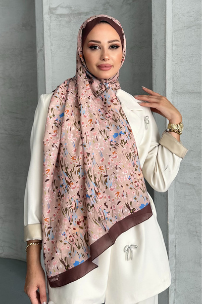 Stella Eşarp Ethnic Leopard Flower Pattern Καφέ μαλακό βαμβακερό σάλι