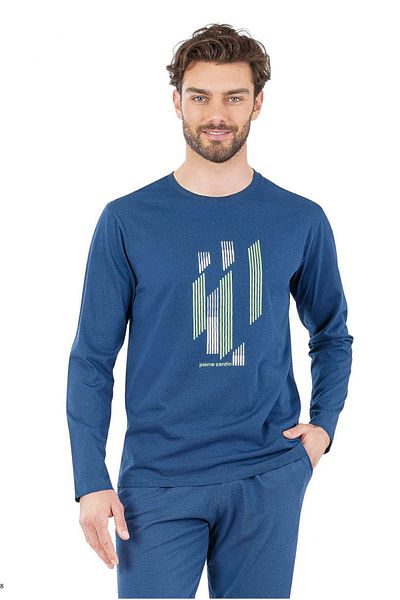 Pierre Cardin 6063 Set de pijamale pentru bărbați cu mânecă lungă și gât crew-Indigo