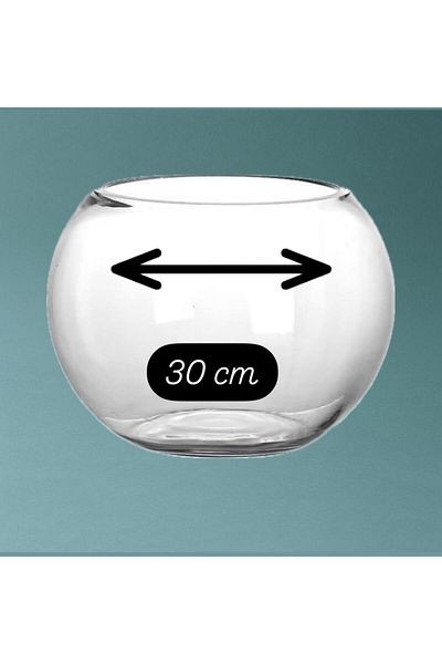 BASHAYER Round Glass Vase Fish Tank Different Sizes Bubble Design Bowl Shape Ball 30cm