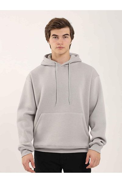 Dufy Stone Men's Oversize Plain Cotton Hooded Sweat-Shirt - 103727