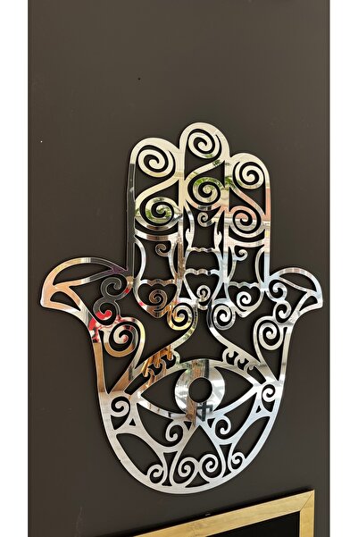 Numa Concept همسة فاطمة اليد الأم من الخشب المضغوط مع مرآة فضية من البلكسي مقاس 60x50 سم