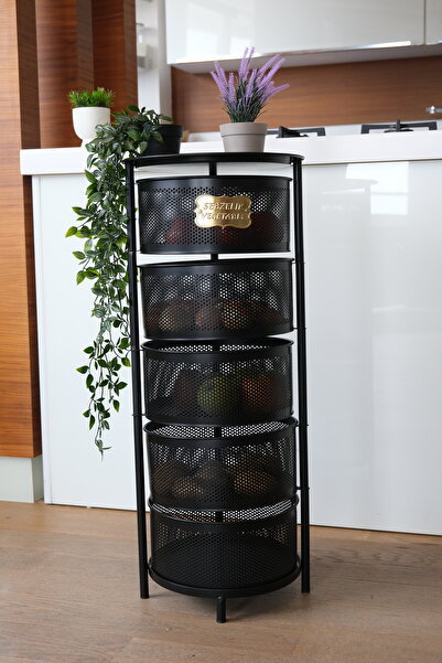 Yıldıray Metal Siyah Sebzelik 5 Katlı Açılır Kapanır Paslanmaz