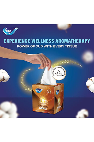 FINE Spiritual Royal Oud Facial Tissue 2ply 100pcs Soft, Strong & Luxurious Scented Care