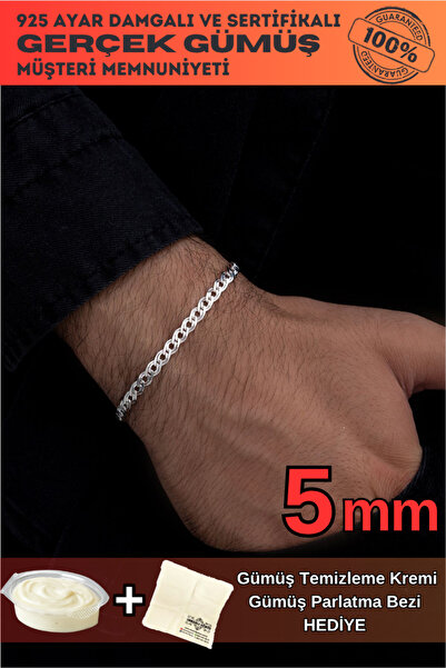 OSMANLI GÜMÜŞ Erkek Gümüş Bileklik - 5mm Nano Model Gümüş Bileklik