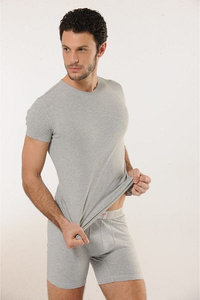 Hmd 509 Ribbed 100% Cotton V-Neck Men's Undershirt - Gray