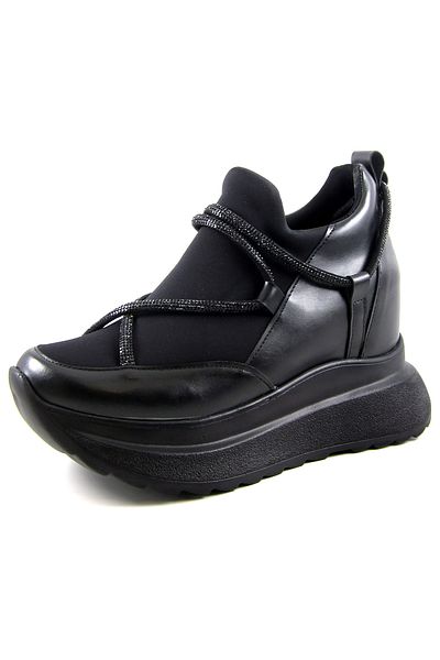 Erkan Saçmacı Arsenie Black Stone Hidden Wedge Heeled Casual Shoes