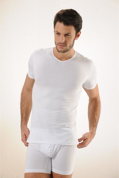 Hmd 702 3-Pack Cotton V-Neck Men's Undershirt - White