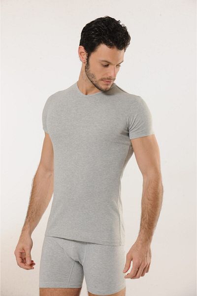 Hmd 509 Ribbed 100% Cotton V-Neck Men's Undershirt - Gray