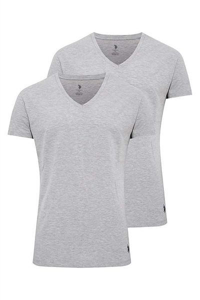 U.S. Polo Assn. U.S. Polo Assn. 80194 Men's 2 Pack Short Sleeve V-Neck Undershirt-Grimelange