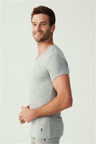 U.S. Polo Assn. U.s Polo Assn. 80194 Erkek 2 Li Kısa Kol V Yaka Atlet-Grimelanj