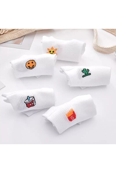 WHORTHY SOCKS Комплект от 5 дамски цветни забавни бели ботуши чорапи