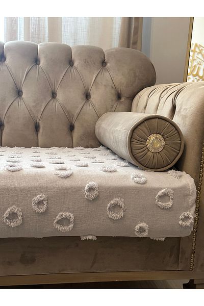 lusso stile Pompom Seat Cover Silver Gray 100X240