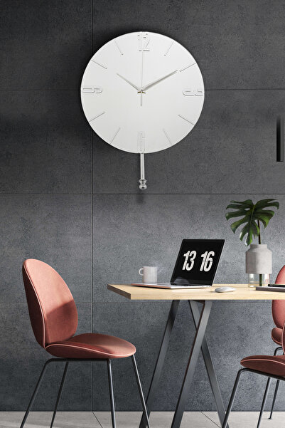 HELVACIOĞLU AKSESUAR Gerçek Ayna Tokmak Detaylı Duvar Saati Led Işıklı 30 Cm ...