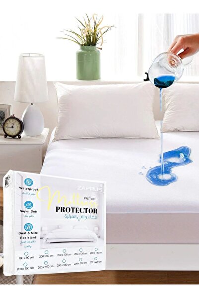 Zaprus واقي مرتبة مقاوم للماء مصنوع من قطن تيري، مضاد للحساسية، ناعم، على شكل...