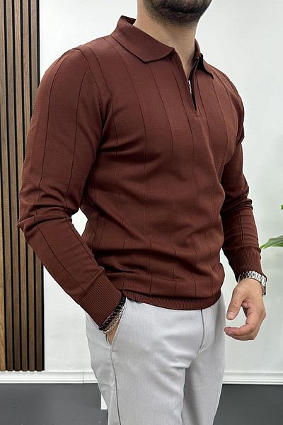 Edwox Men's Comfortable Fit Cotton Trousers Brown Edw399