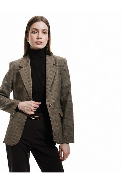 Koton Double Breasted Blazer Jacket - Pockets and Buttons, Hip Length