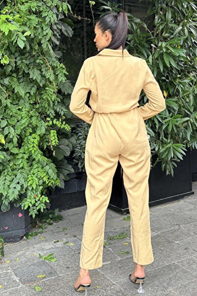 NEW LAVİVA Γυναικεία φόρμα Safari - Μακρύ μανίκι, γιακάς πουκάμισου, με τσέπες και ζώνη