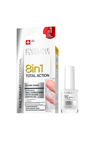 Eveline Cosmetics EVELINE 8 In 1 Total Action Silver Shine Nail Conditioner 12ml | Tırnak Bakımı 5901761971873