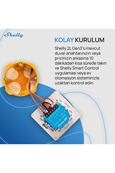 Shelly 2L Gen3 Nötrsüz 2 Kanallı Akıllı Röle