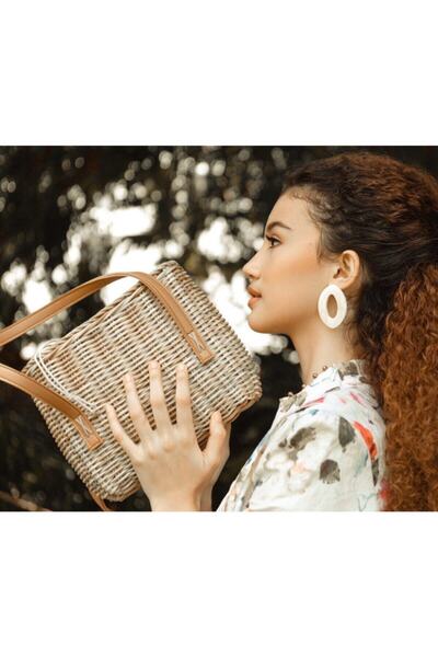 Lotte Wicker Hand Bag El Yapımı Hasır Çanta