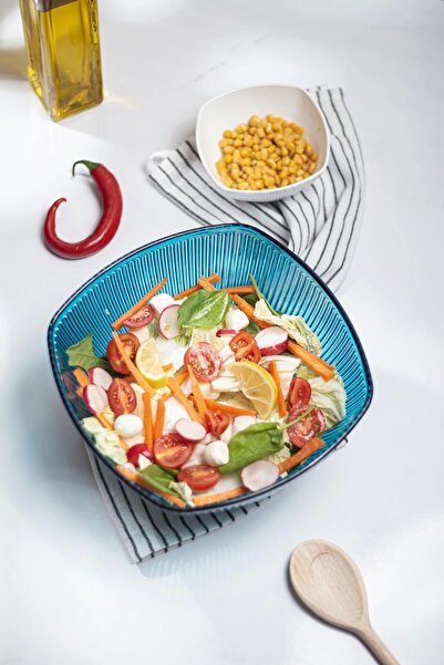 Depa Acrylic Baroque Aquamarine Large Square Fruit & Salad Bowl & Mixing Bowl / 3.3 Lt (NOT GLASS)