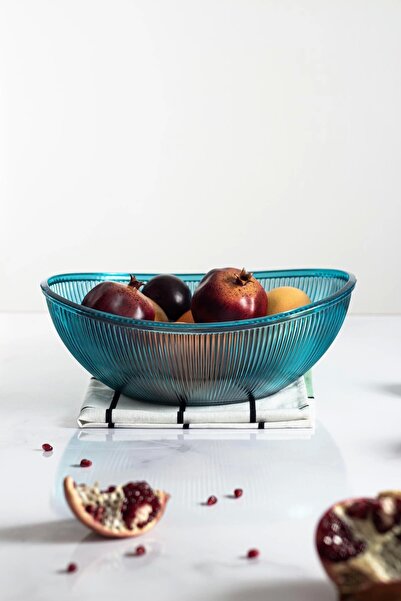 Depa Acrylic Baroque Aquamarine Large Oval Fruit & Salad Bowl & Mixing Bowl / 3.3 Lt (NOT GLASS)