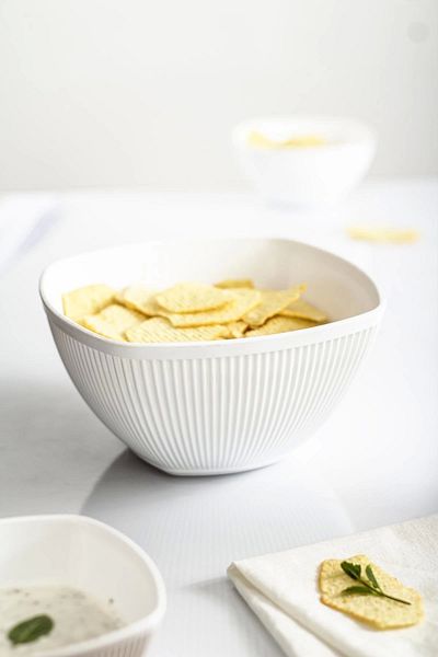 Depa 1.5 Lt Acrylic Baroque White Medium Size Square - Fruit, Salad and Mixing Bowl