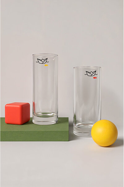 bi’kadeh Gemiler Sarı & Kırmızı Bardak Seti 2'li (14 şubat sevgililer günü he...