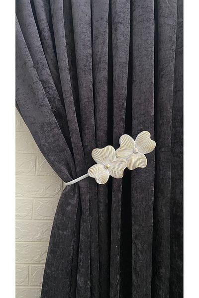 Helezoni Curtain Accessory Polyester Sleeve Curtain Holder Flower Model Premium Curtain Iron 1 Piece